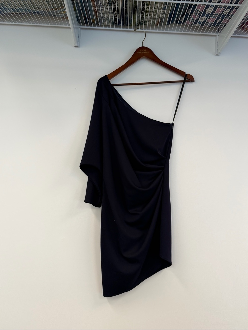 Katie May Black One-Shoulder Draped Cocktail Dress